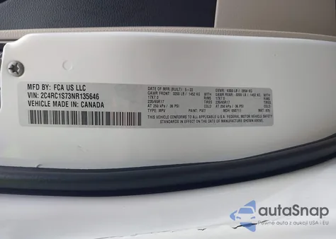 2022 Chrysler Pacifica Limited z USA, uszkodzony, nr VIN 2C4RC1S73NR135646